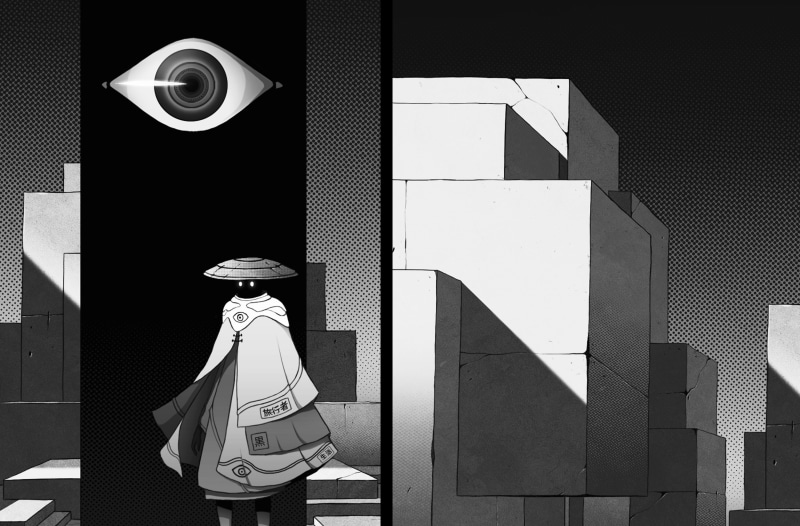 这款超绝的黑白风插画壁纸  Aero观察者主题高清图