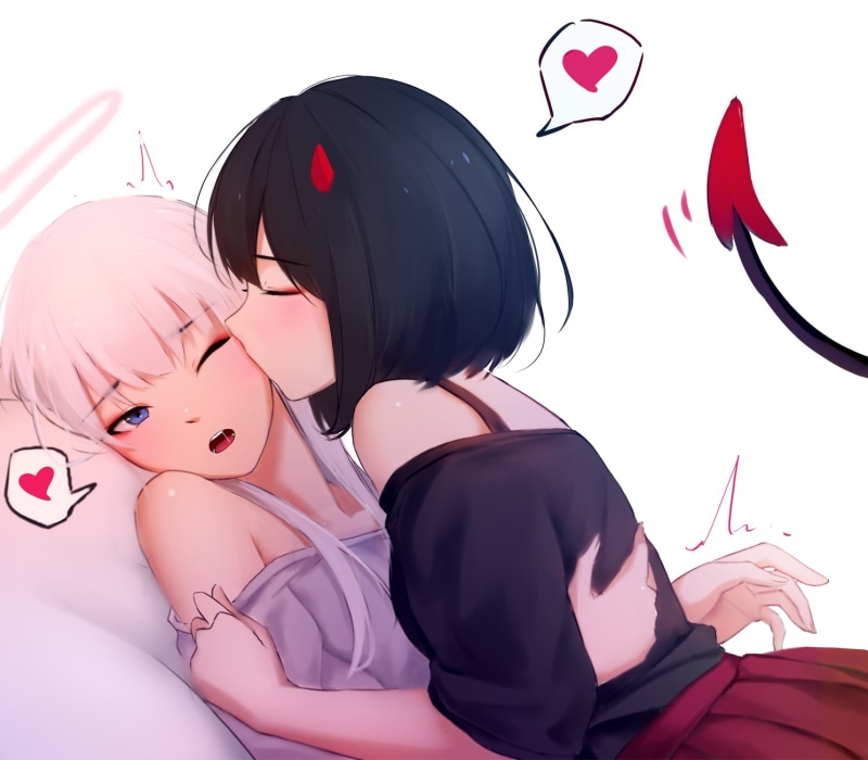 夜城黑发红眼动漫少女 高清2K手机壁纸