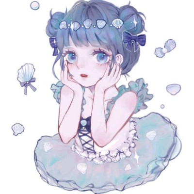 8张清新蓝调动漫女生头像 高清原图直接存