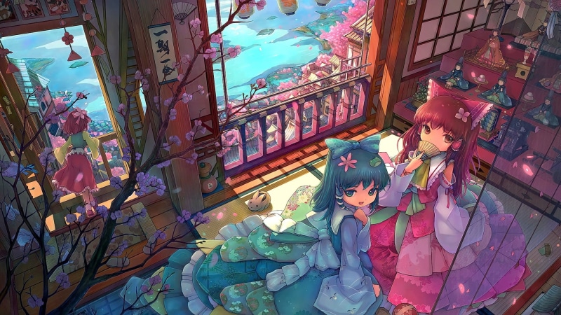 动漫少女樱花外景壁纸合集
