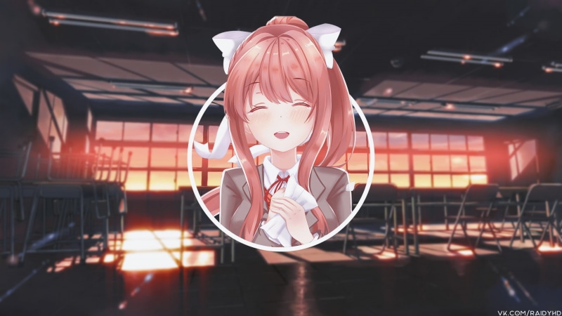 720P高清手机壁纸！心跳文学部莫妮卡正面特写壁纸