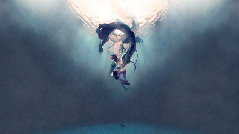 吉卜力风红发少女 underwater 壁纸！千与千寻白龙氛围感拉满