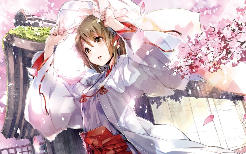 春日巫女少女与樱吹雪