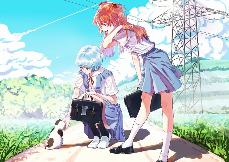 EVA高清壁纸合集：双马尾少女 凌波丽 明日香 校服猫咪720P