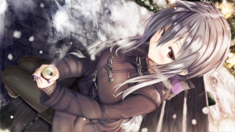 白发红眼少女壁纸合集 氛围感拉满的二次元咖啡长椅场景