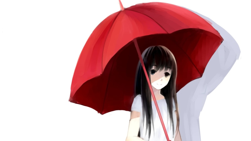 动漫黑发蓝眼少女壁纸 氛围感拉满