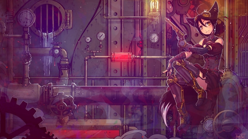 蒸汽朋克风动漫少女壁纸合辑