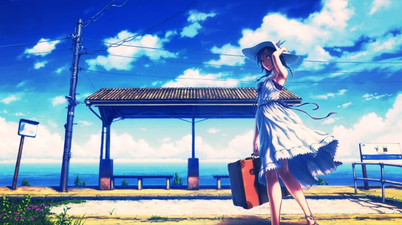绝美动漫少女车站壁纸 高清1080P太好磕了