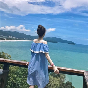 海边长发背影女生微信头像 12张高清美图合集