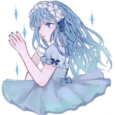 8张清新蓝调动漫女生头像 高清原图直接存