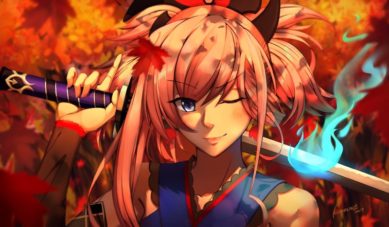 Fate系列武藏同人插画合集 蓝粉发色美少女持剑氛围感拉满