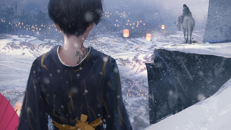 画师wlop的幽灵剑士冒险漫画壁纸