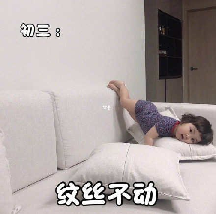 萌娃罗熙宅家一动不动表情包火了