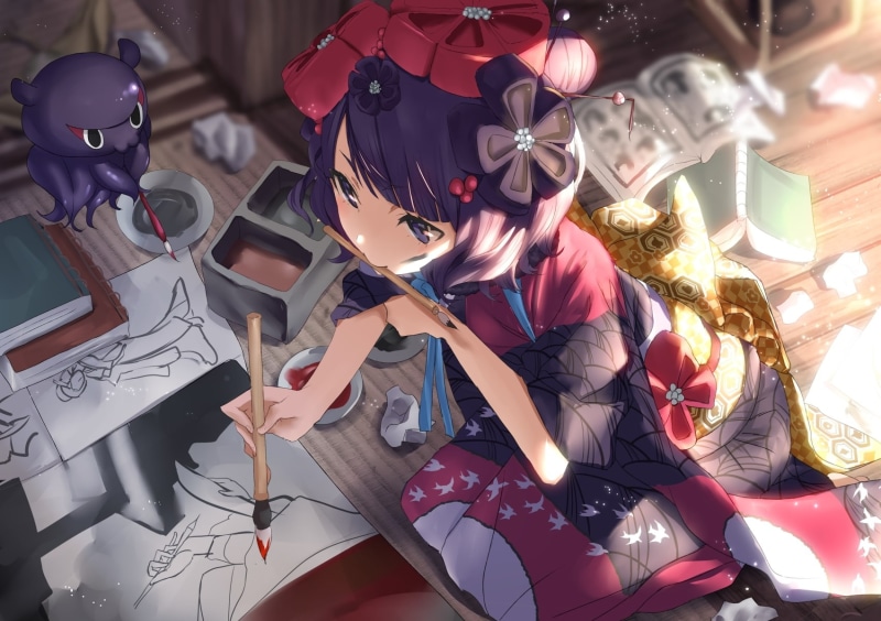 约会大作战 夜刀神十香穿和服的720P手机壁纸