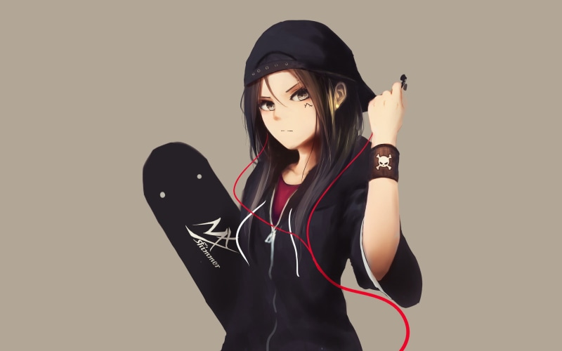 动漫风滑板少女壁纸合集