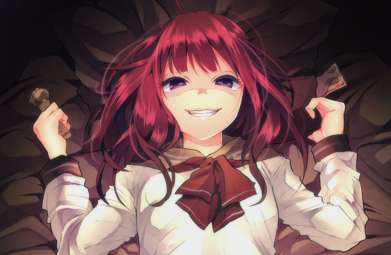 红发少女床上邪笑诡异壁纸合集