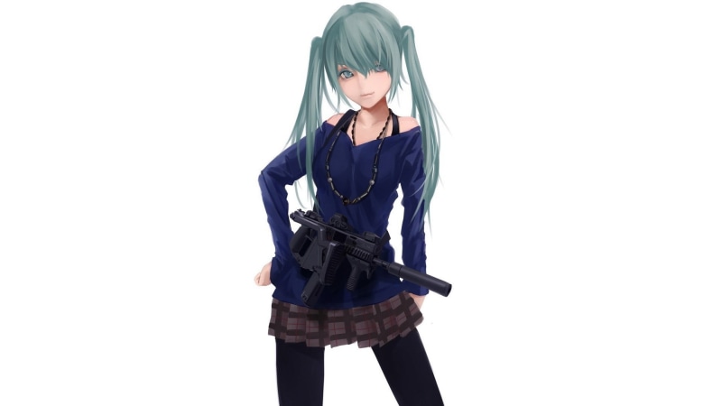 这款初音未来持枪写真壁纸太绝了！