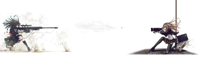 动漫风多屏壁纸 帅气少女携武器配相机2K高清图