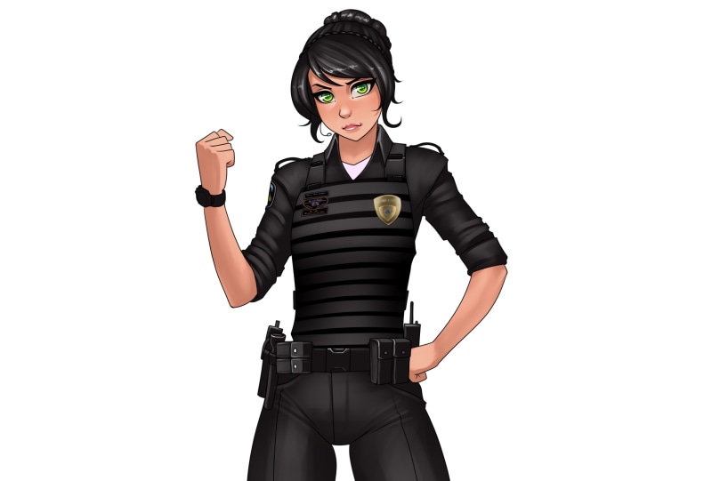 年轻女警二次元造型壁纸