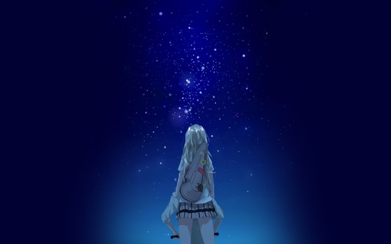 四月是你的谎言 冬夜雪夜星空下的动漫壁纸