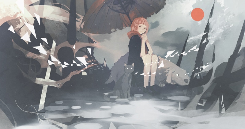 美到出圈的二次元少女遛狗壁纸合集