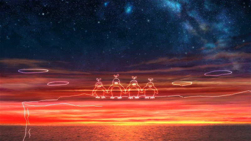 1080P高清壁纸！比宇宙更远的地方 日落企鹅动漫场景