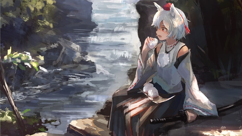 《东方Project犬走椛高清壁纸 1080P狼娘萌妹速存》