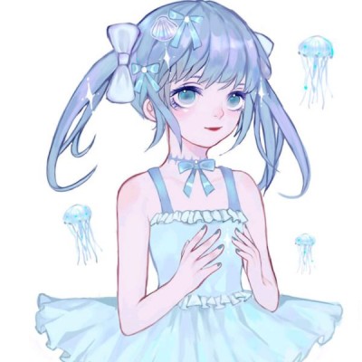 8张清新蓝调动漫女生头像 高清原图直接存