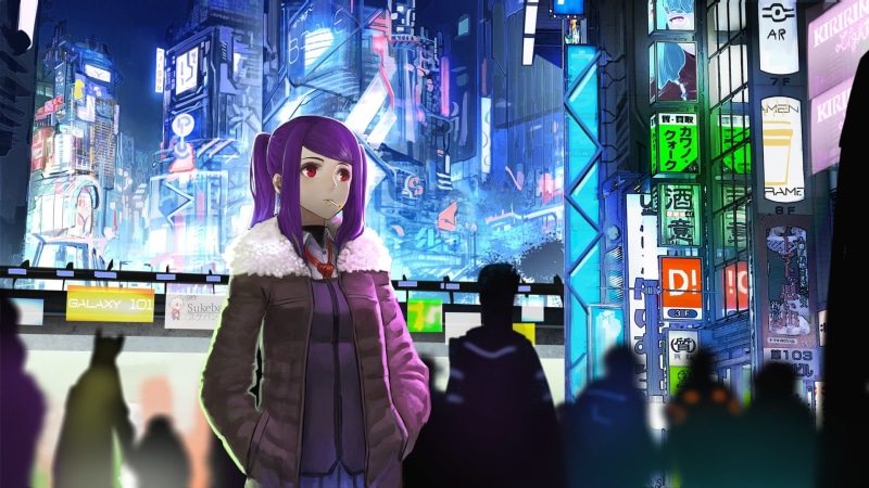 赛博朋克红发紫发少女壁纸！混搭刺客信条英灵殿元素