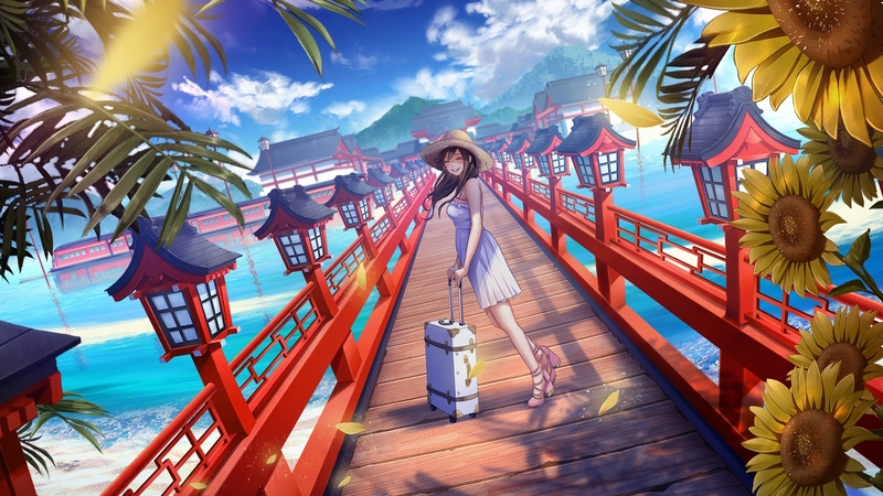 夏日动漫少女海边度假壁纸合集