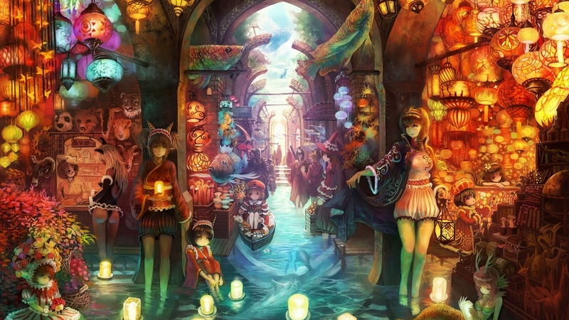 绝美动漫少女与花海壁纸合集