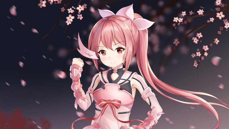 《结城友奈是勇者》粉发马尾少女壁纸 氛围感拉满