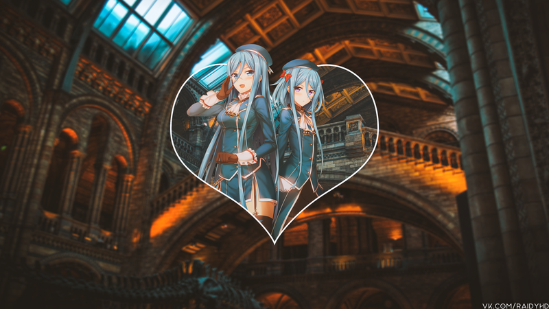 萌系二次元少女画中画壁纸