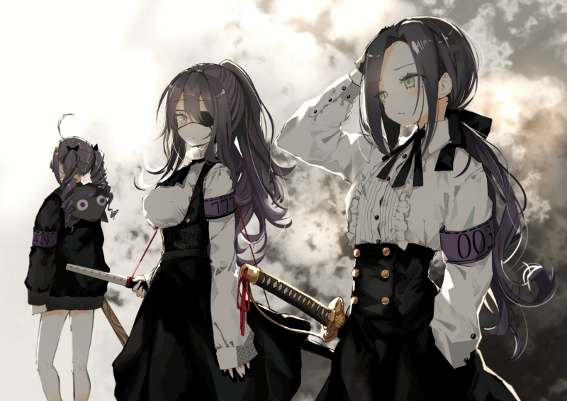 戴眼罩的黑发剑系少女壁纸合辑