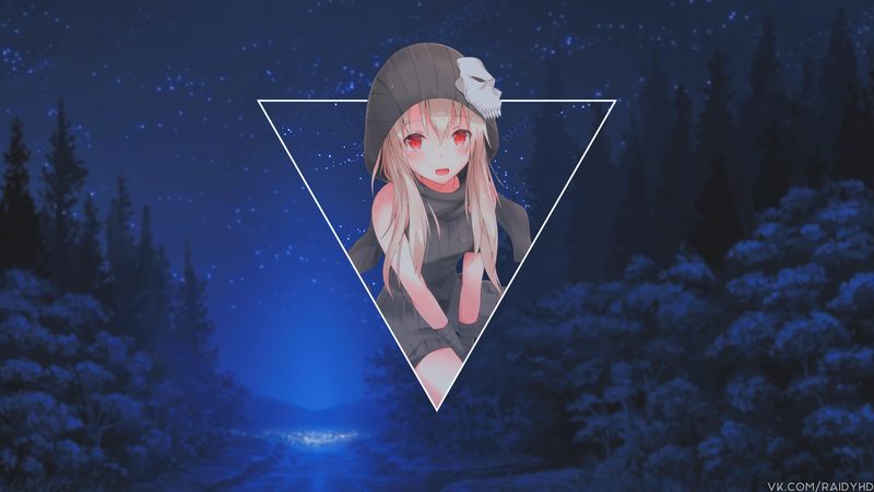 动漫少女 二次元 画中画 红瞳 金发 高清壁纸