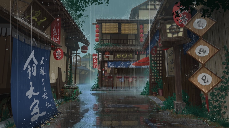 绝美雨巷日式动画壁纸 1080P高清质感