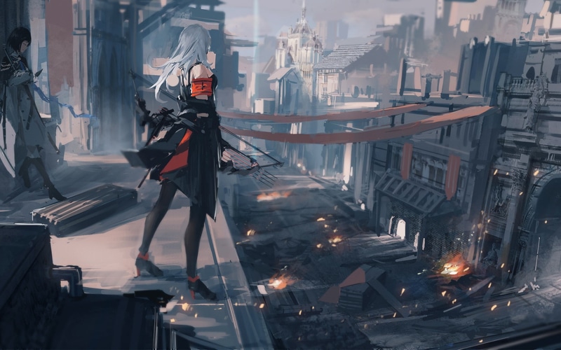 白发弓箭手少女的Pixiv幻想曲壁纸