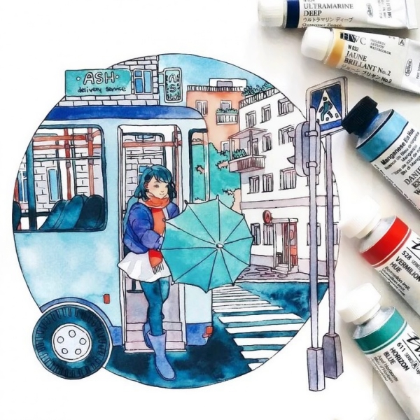 女生水彩头像合集！7张超清唯美个性手绘头像图