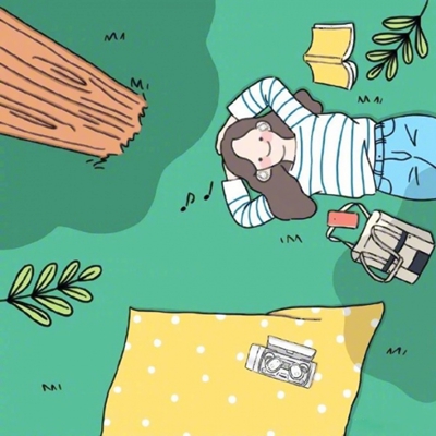 女生日常手绘插画头像合集 8张高清少女日常插画头像
