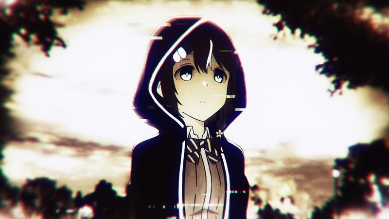 《政宗君的复仇》小岩井吉乃 glitch艺术壁纸 带发光眼的动漫少女高清图