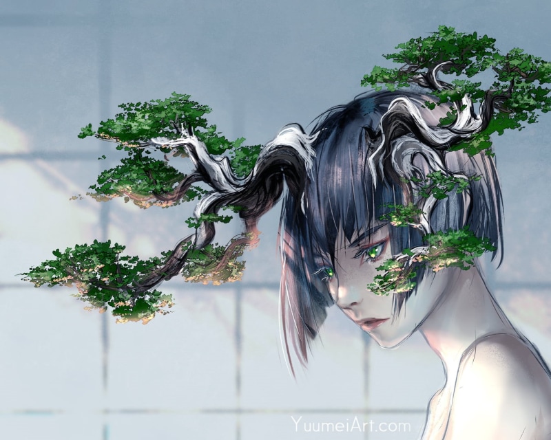 绝美动漫壁纸 鹿角盆栽720P高清图