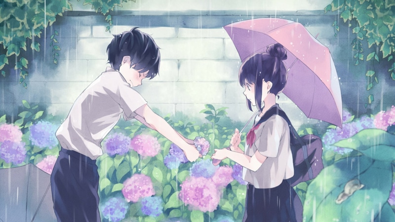 超吸睛！1080P动漫壁纸合集 雨天花束和服少女氛围感拉满