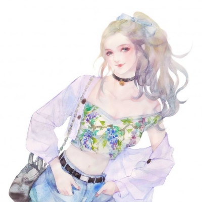 9张超治愈的水彩手绘女生头像 氛围感拉满