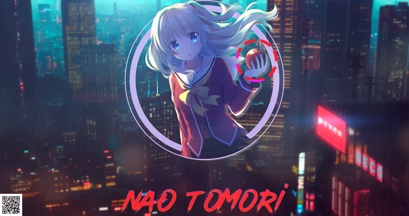 友利奈绪 动漫少女 动漫 蓝眼睛 苹果 城市 高清壁纸