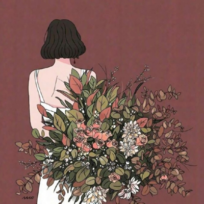 9张高清文艺风拿花动画女生头像 快来挑头像啦