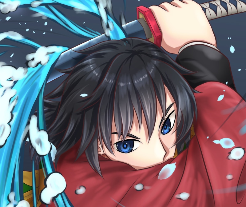 鬼灭之刃水柱富冈义勇&上弦三猗窝座壁纸合集