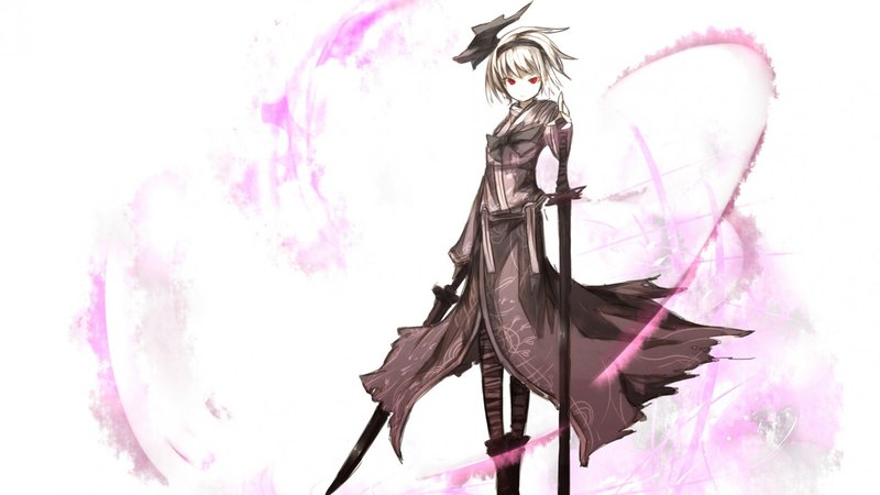 白发性感女武士 动漫飒爽红衣红眼美少女壁纸合集