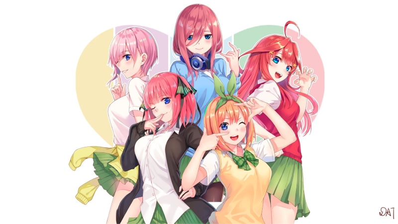 五等分的花嫁壁纸！中野家五姐妹校服造型高清图