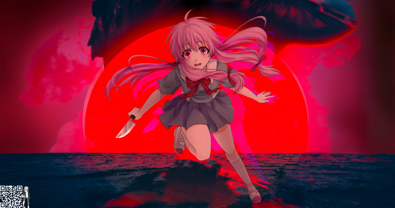 《未来日记》我妻由乃壁纸合集 粉发少女持刀氛围感拉满