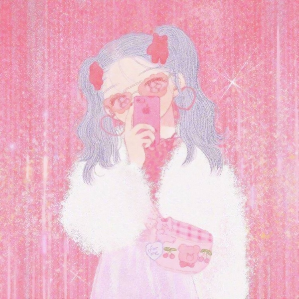 5张粉色可爱女生手绘头像，超清又好看